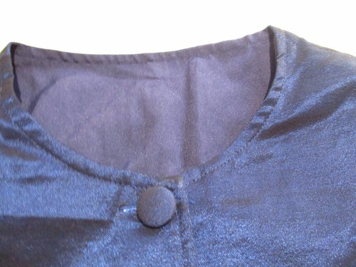 HAND MADE IN THAILAND IRIDESCENT DARK BLUE EMBROIDERY BODICE FITTED BLOUSE UK 10 - Picture 6 of 8