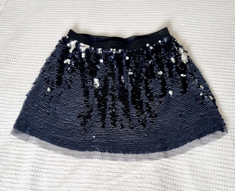 Primark Girls Blue Silver Sequin Party Swing Skirt Size 7-8yrs