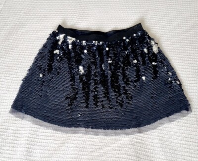 Primark Girls Blue Silver Sequin Party Swing Skirt Size 7-8yrs