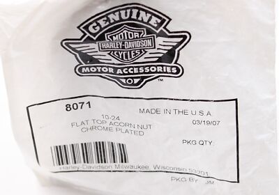 Harley-Davidson Flat Top Acorn Nut, Chrome Plated Part Number