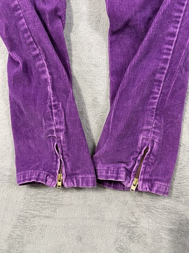 Ralph Lauren Pants Girls 7 Purple Corduroy Mid Rise Skinny Zip Ankle Gold Pony - Picture 9 of 10