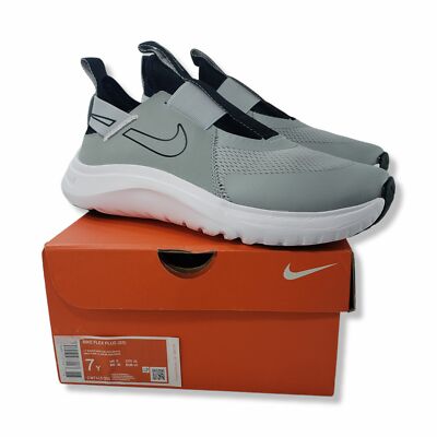 New Nike Flex Plus (GS) Slip On Running Shoes Sneakers size 7 Youth Grey/Black
