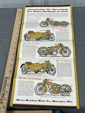 Vintage Harley Davidson 1930 74 Twin 45 Big Sidecar Motorcycle Color Brochure