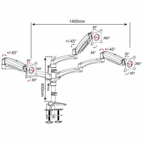 Tisch-Halterung für 3 Bildschirme von 15 - 27 Zoll mit VESA 75/100 (FY138DB) - Bild 2 von 3