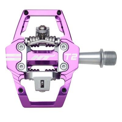 HT T2 Dual Sided Clipless Platform Pedals 9/16'' Chromoly Axle Alloy Body Purple