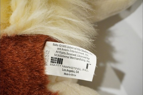 Balto Plush Jenna Husky Dog Sitting Down Universal Studios Vintage Stuffed 1995 - Picture 9 of 9