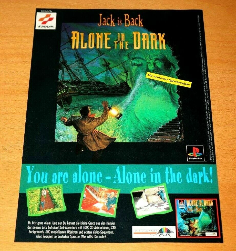 1996 Alone in the Dark One-Eyed Jack's Revenge is back PS1 Sega Saturn Ad Poster