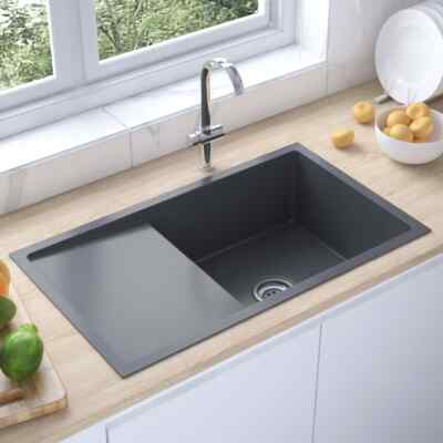 Handmade Kitchen Sink Black Stainless Steel vidaXL | eBay
