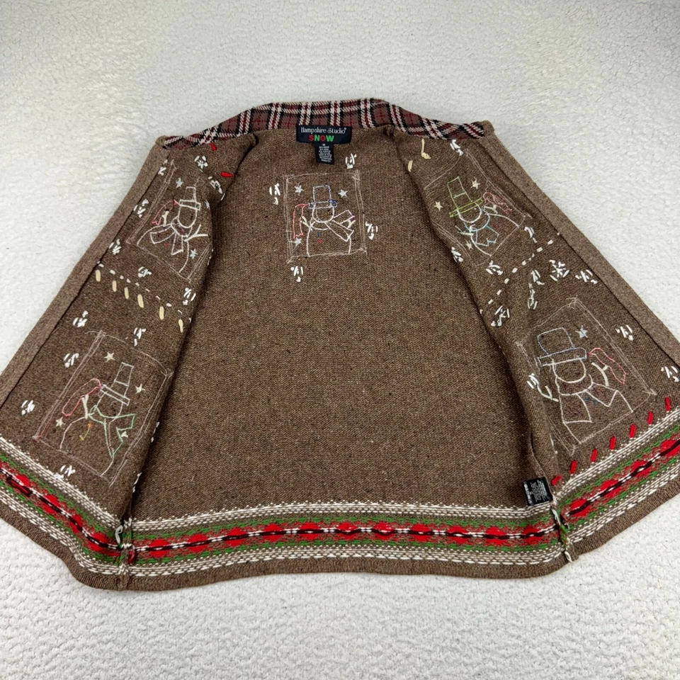 Suéter Chaleco Hampshire Studio Mezcla Lana Nieve Mujeres Mediano Muñeco de Nieve Vacaciones Marrón Foto 3 de 4