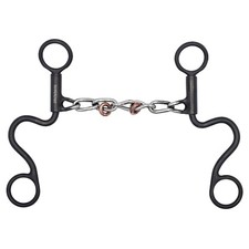 Short Shank CHAIN 5" MOUTH BIT with Copper Rings 7" Black Stainless Steel Cheeks