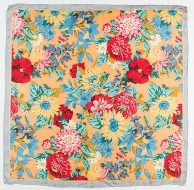 Foulard Vintage J. D’ORMONT – Polyester Prune – 75x77 Cm – Occasion élégant