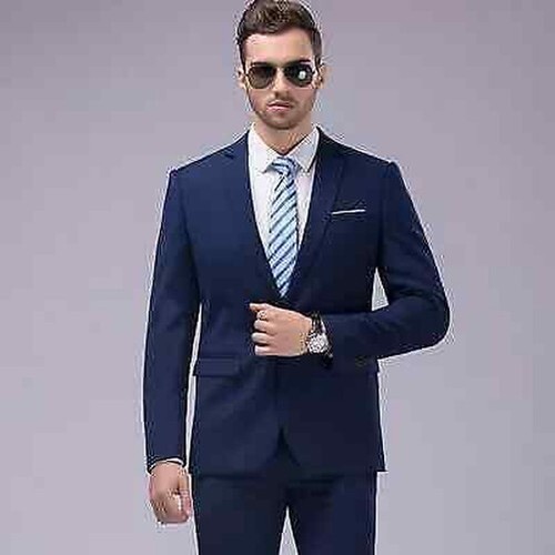 Costume Smoking Homme Bleu Marine Slim - Complet Veste + Pantalon - Neuf Avec étiquettes