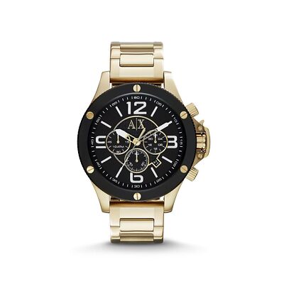 Armani Exchange AX1511 48mm Stainless Steel Gold Black Dial Men