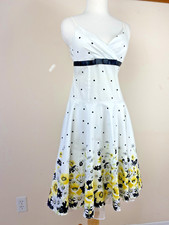 City Triangles White Sundress 7 Yellow Daisy Floral Spring Empire Waist Dress