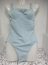 Solid  Striped Underwired One Piece Swimsuit Light Blue Measures XS NWOT