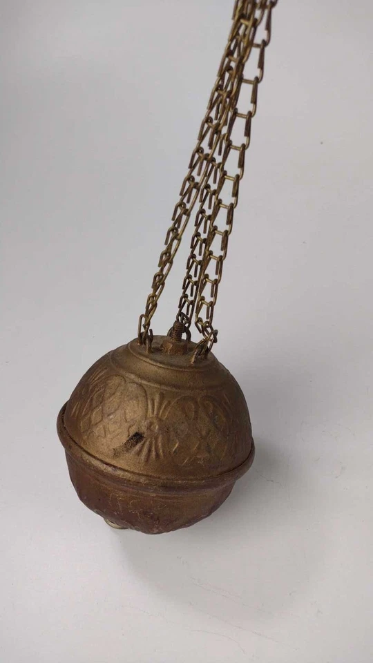 Candelabro antigo pendurado bronze lâmpada a óleo Art Nouveau altura adj queimador ideal - Imagem 3 de 4