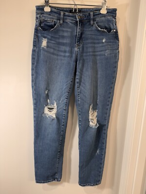 Just Blue Jeans Women s 7/28 Blue Denim Slim Fit Distressed Mid Rise JB82334DK