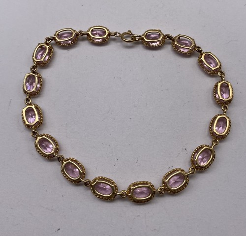 Pulsera de tenis vintage de cuarzo rosa oro 10k 9,7 gramos - Imagen 5 de 6
