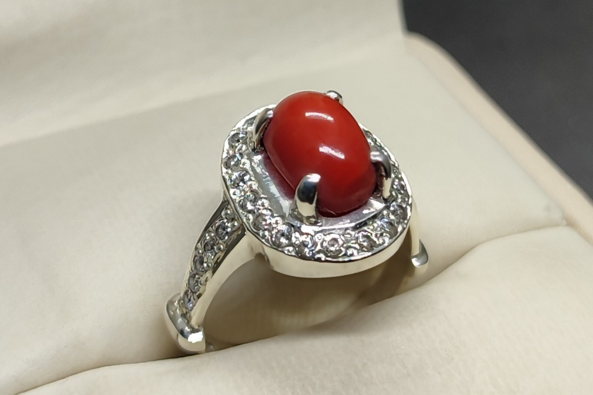 Natural Australian Red Coral 925 Silver Handmade Women Solitaire