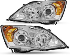 For 2007-2011 Honda CR-V CRV CHROME Clear Projector Headlights Headlamps LH+RH