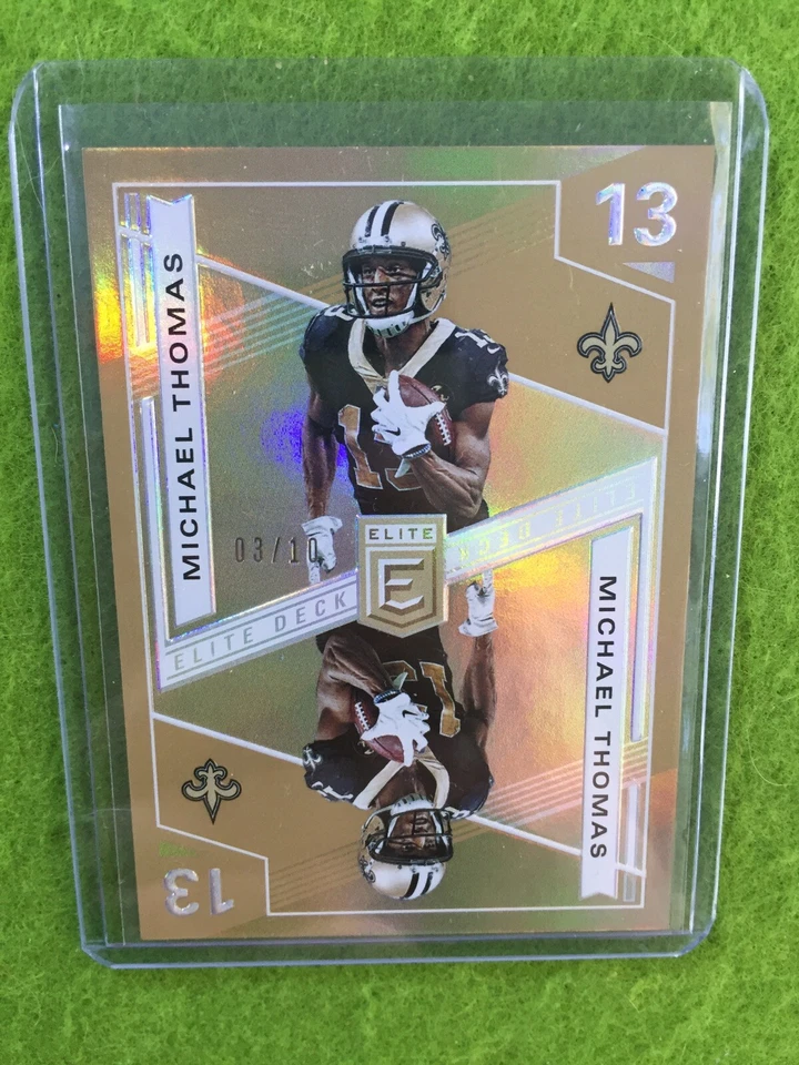 MICHAEL THOMAS JERSEY #13 SAINTS GOLD PRIZM #/10 SP REFRACTOR 2019 Elite Deck SP - Image 4 of 4