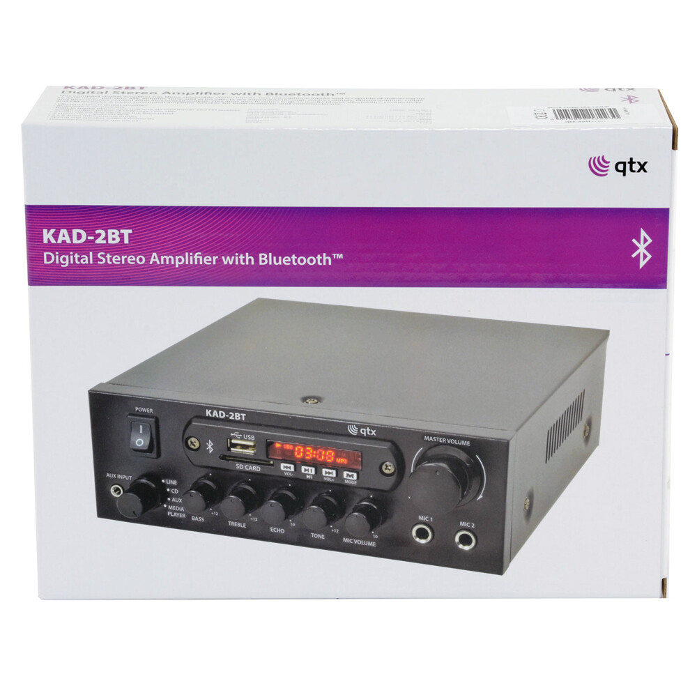 QTX KAD 2BT Compact Digital Stereo Amplifier With Bluetooth 55w Tuner