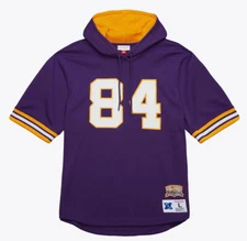 Men's Randy Moss 2000 Vikings Name & Number Mesh Short Sleeve Pullover Hoodie