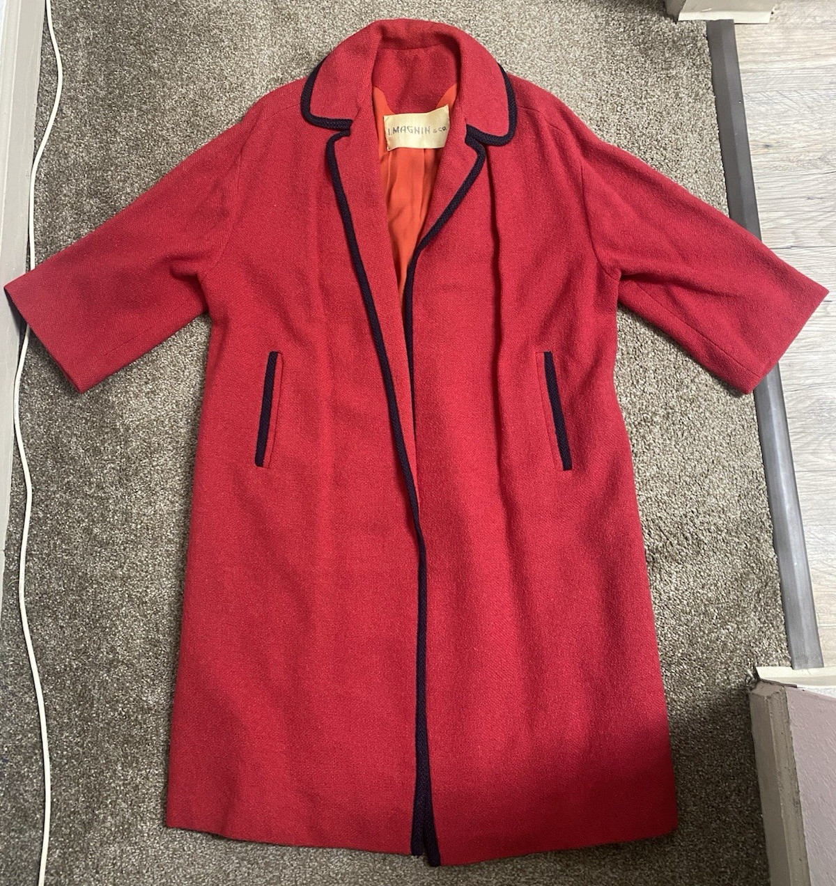 Vintage I.Magnin & Co. by Stroock Women's Red Trench Coat