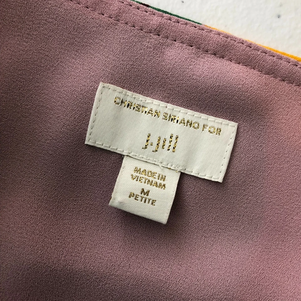 Christian Siriano for J. Jill Wrap Dress Sleeveless Floral Purple Yellow M Petit - Image 3 of 4