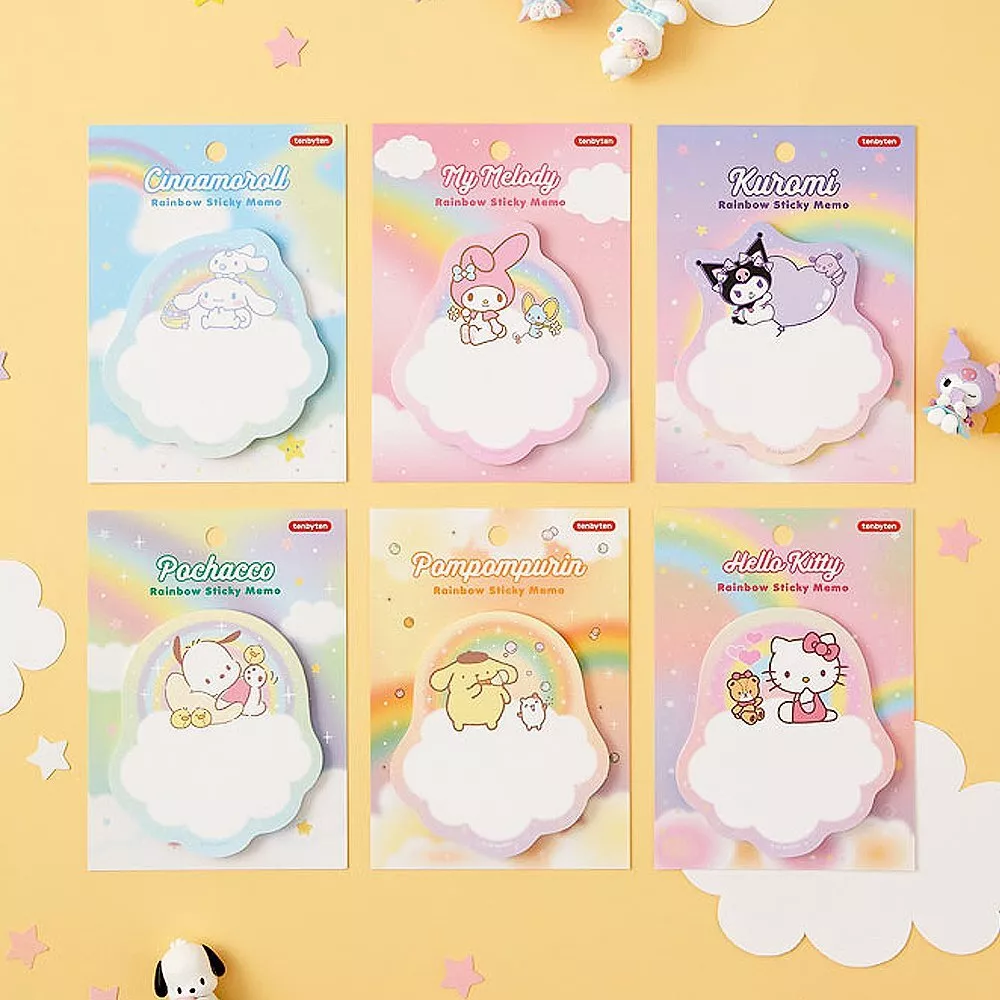 Sanrio Characters Rainbow Cloud Shape Sticky Memo Pad School