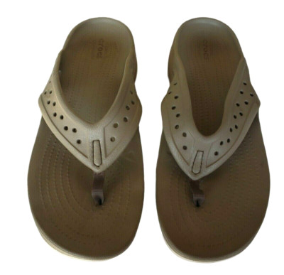 Crocs Swiftwater Deck Flip Flop Sandals Men s Size 13 Khaki/Stucco