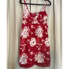 SO Wear It Declare It Y2K Red Floral Mini Dress Medium Vintage