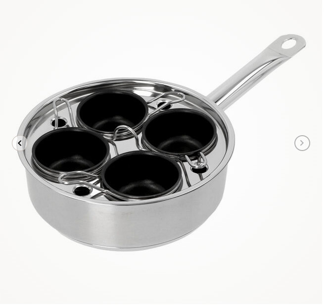 Demeyere Resto Four-Cup Egg Poacher Set 18 cm, 18/10 Stainless Steel, silver