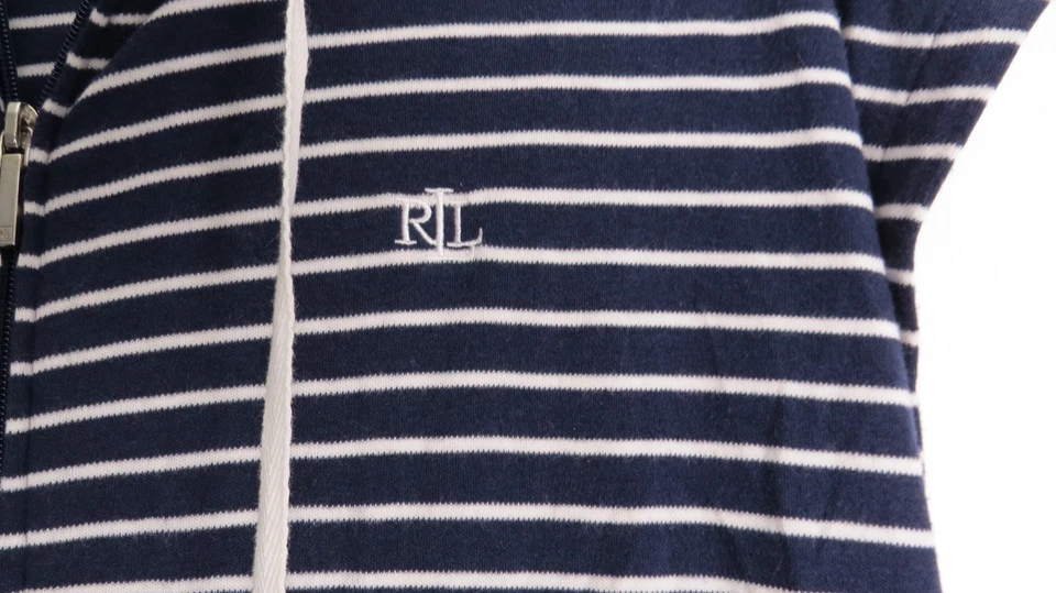 Lauren Ralph Lauren Womens XL Navy Blue Striped Swim Cover Up Nautical Long #140 - Image 3 of 4