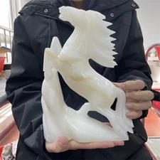 7.4LB 10.6"Natural Afghan Jade Horse Carved Crystal Quartz Healing Energy Statue