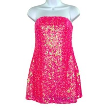 Show Me Your Mumu XS NEW On My Way Dress Strapless Pink Sequins Party