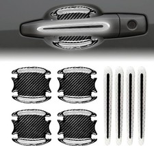 8Pcs White 3D Door Handle Cup Protector with Reflective Stripe, U Color: white