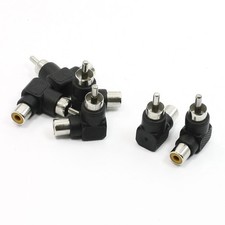 Right Angle RCA Male to Female Jack Adapter Connector 6 Pcs