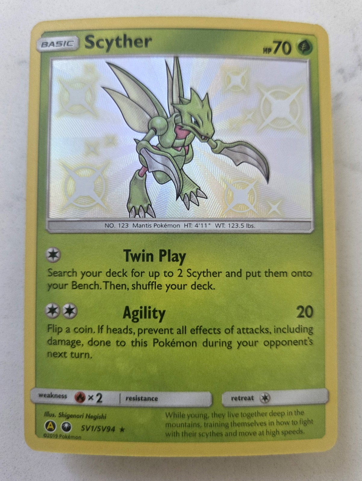 Shiny Vault Scyther Holo SV1/SV94 Pokemon Sun & Moon Hidden Fates Tcg Card