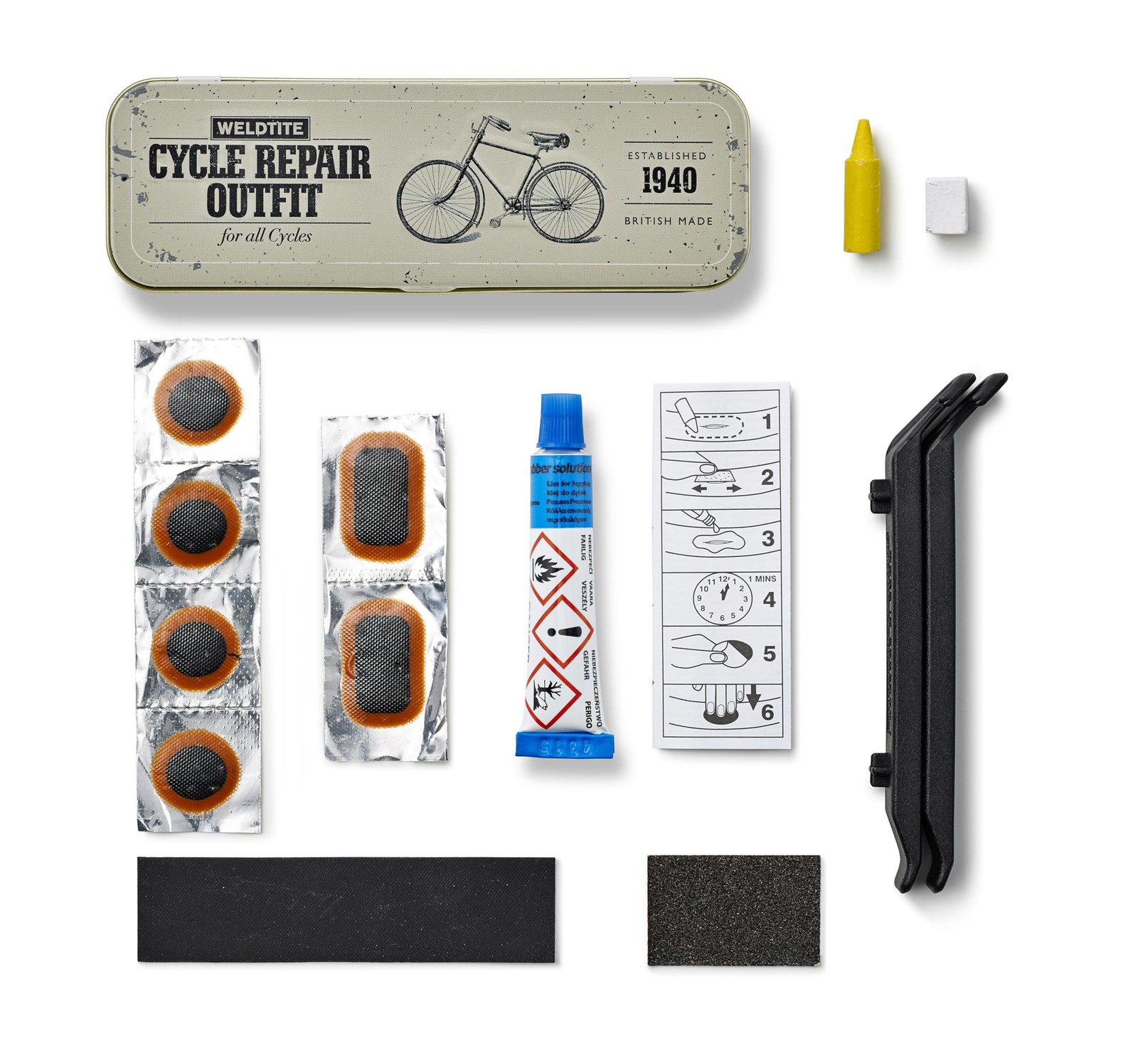 Weldtite - Kit rparation crevaison vintage rtro avec outils 75me anniversaire 2690₽