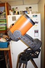 Vintage Orange Celestron 8 f/10 SCT with "Flower" Tripod, Wedge, AC Clock Drive