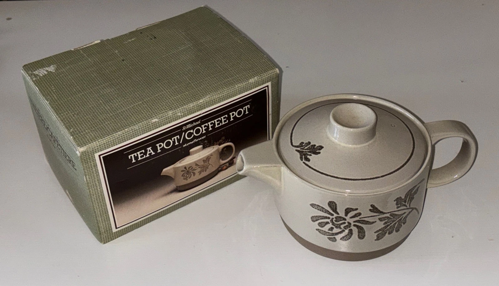 Vintage St Michael M&S Marks & Spencer Tea Pot Coffee Pot Stoneflower Boxed New