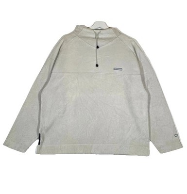 Vintage Y2K Reebok Freestyle Fleece Damen 16 beige geripptes Logo Outdoor Sweatshirt