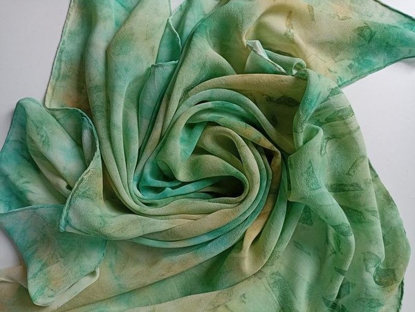 Women Bogner Scarf Green Silk