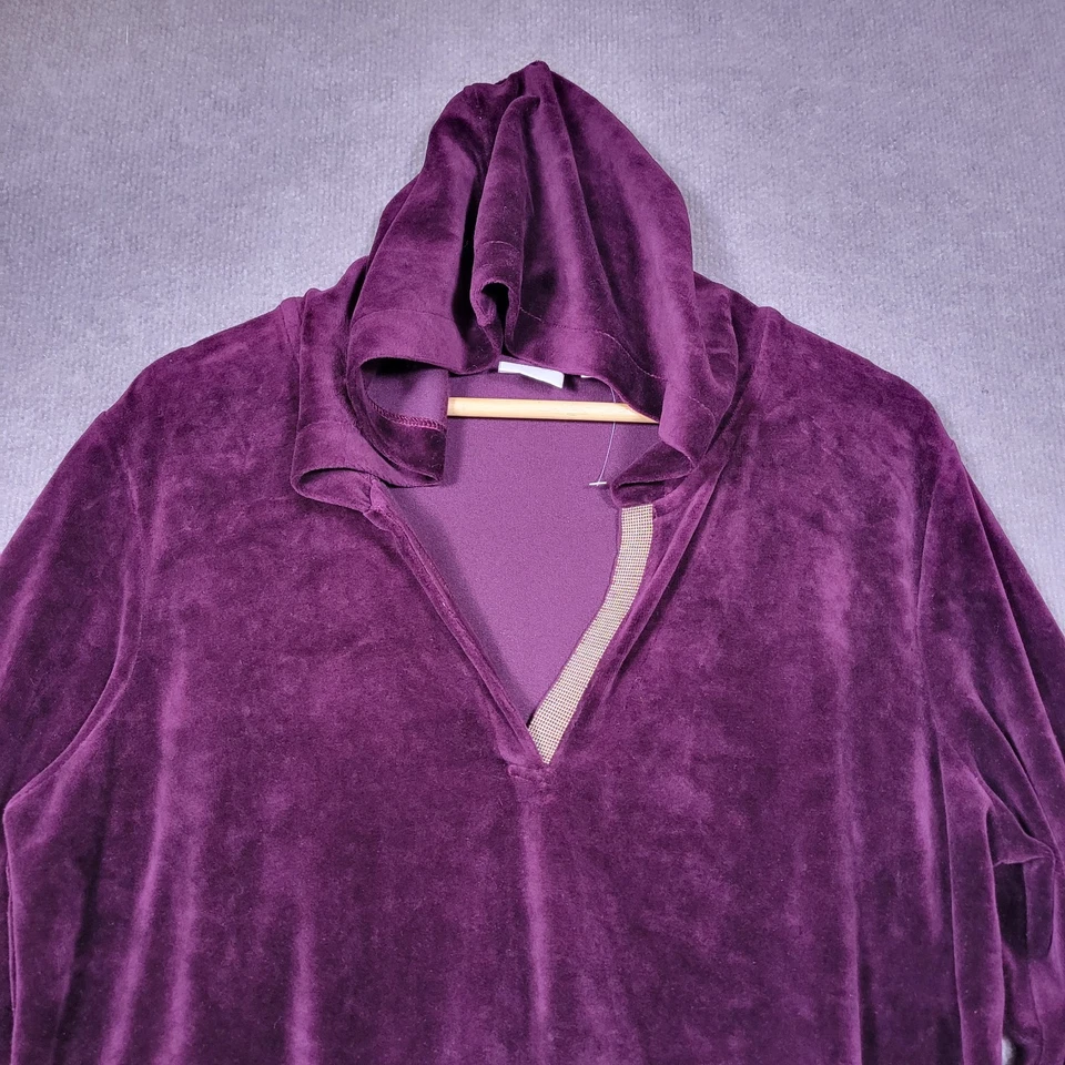 Top túnica cremalleras laterales de terciopelo borgoña 2 (grandes) de CHICO'S para mujer  Foto 3 de 4