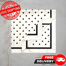 women's silk Square scarf black and white Polka dot 100 silk handmade 60to80cm