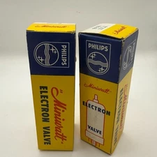 Pair Philips Miniwatt EF37A Audio Preamp Tubes – Boxed NOS – Made in England