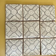 Fired Earth Hand Painted Marrakesh Menara Tiles New X 9; Marrakesh Cream x 5