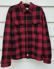 BOSTON TRADERS Mens XL Red/Black Buffalo Plaid Flannel Sherpa Lumberjack Jacket