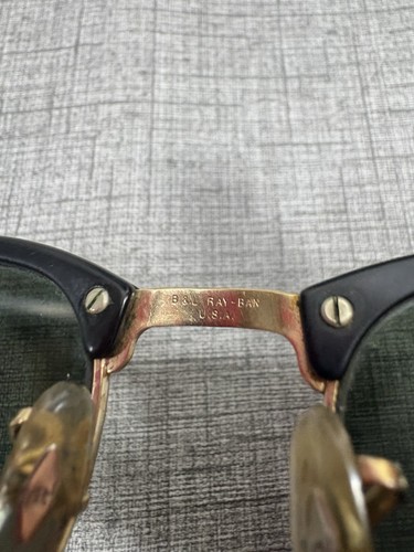1980's RAYBAN B&L USA CLUBMASTER W1115 Sunglasses Black-Gold W/ Case - Picture 9 of 22